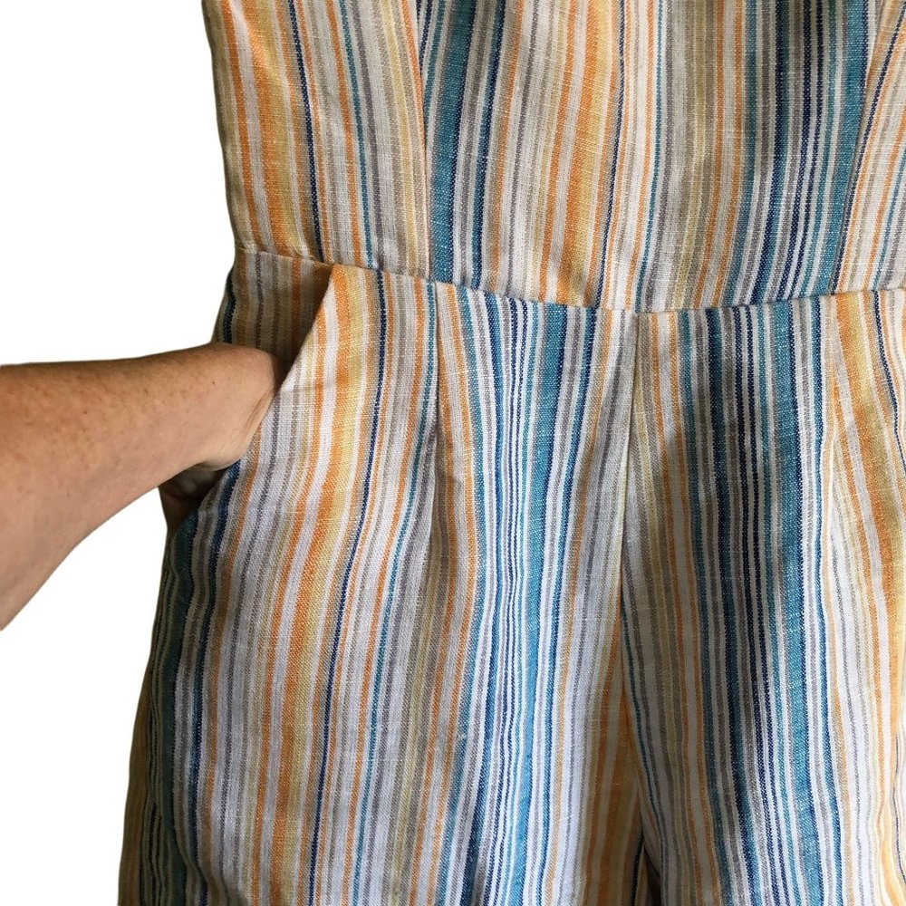 REFORMATION Womens Striped Linen Romper Playsuit Jumpsuit 2 - Picture 2 of 7
